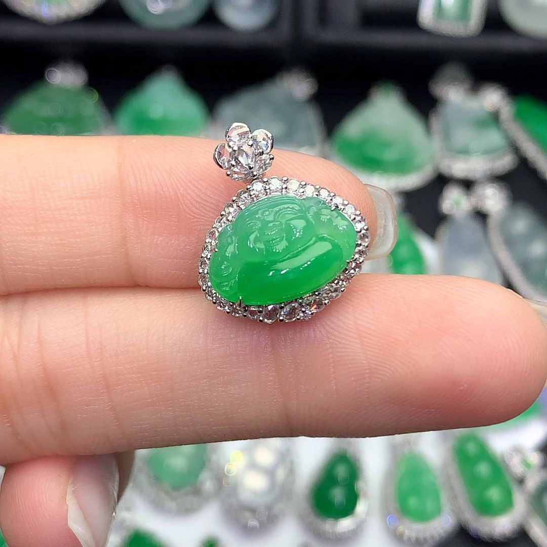 翡翠18K金镶嵌吊坠(不含链)