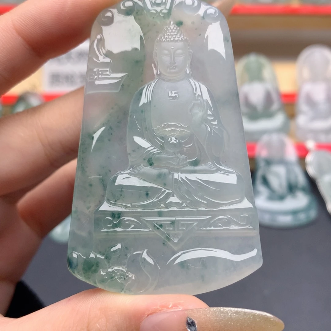 甜***运翡翠未镶嵌颈饰阿弥陀佛