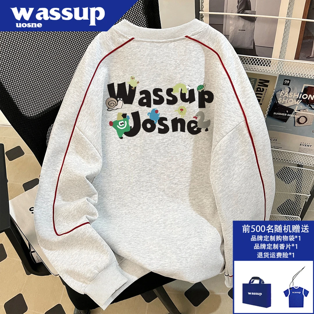 WASSUP UOSNE重磅中山卫衣男秋季boxy宽松高级感圆领外套2025爆款