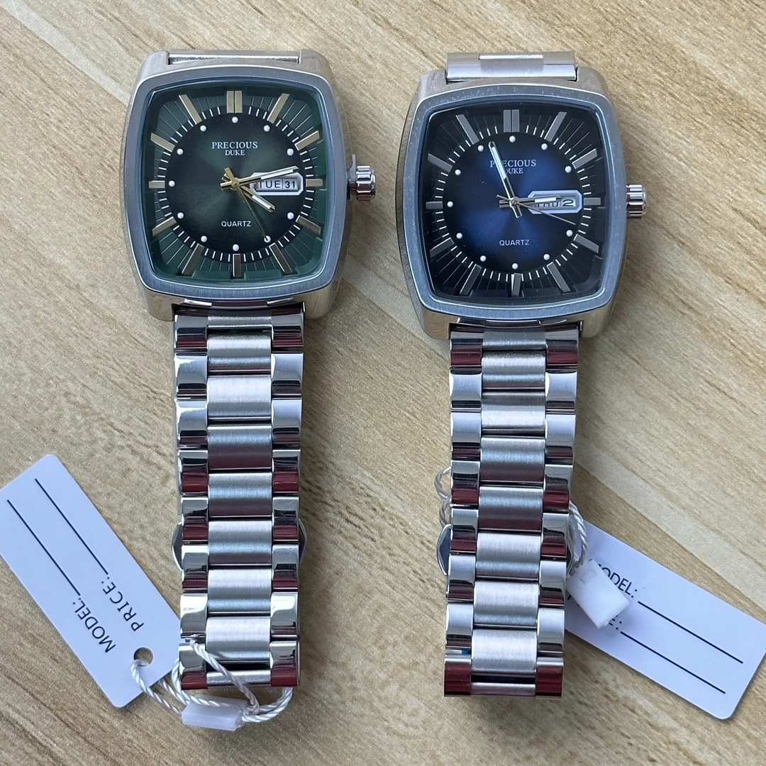 品牌PD男士多功能日历新款钢带方块形时尚商务高档简约腕表