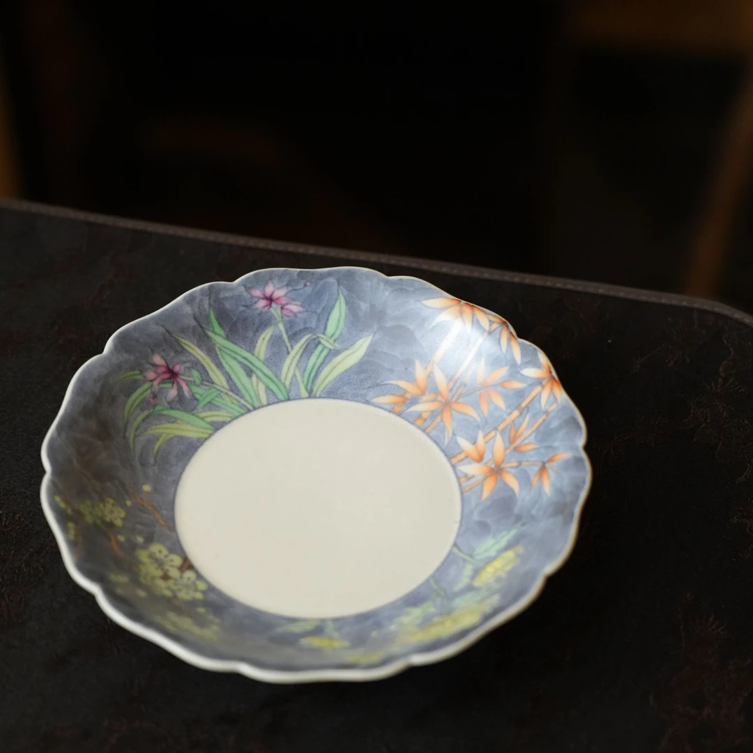 【雲梦】游然堂-梅兰竹菊花口壶承