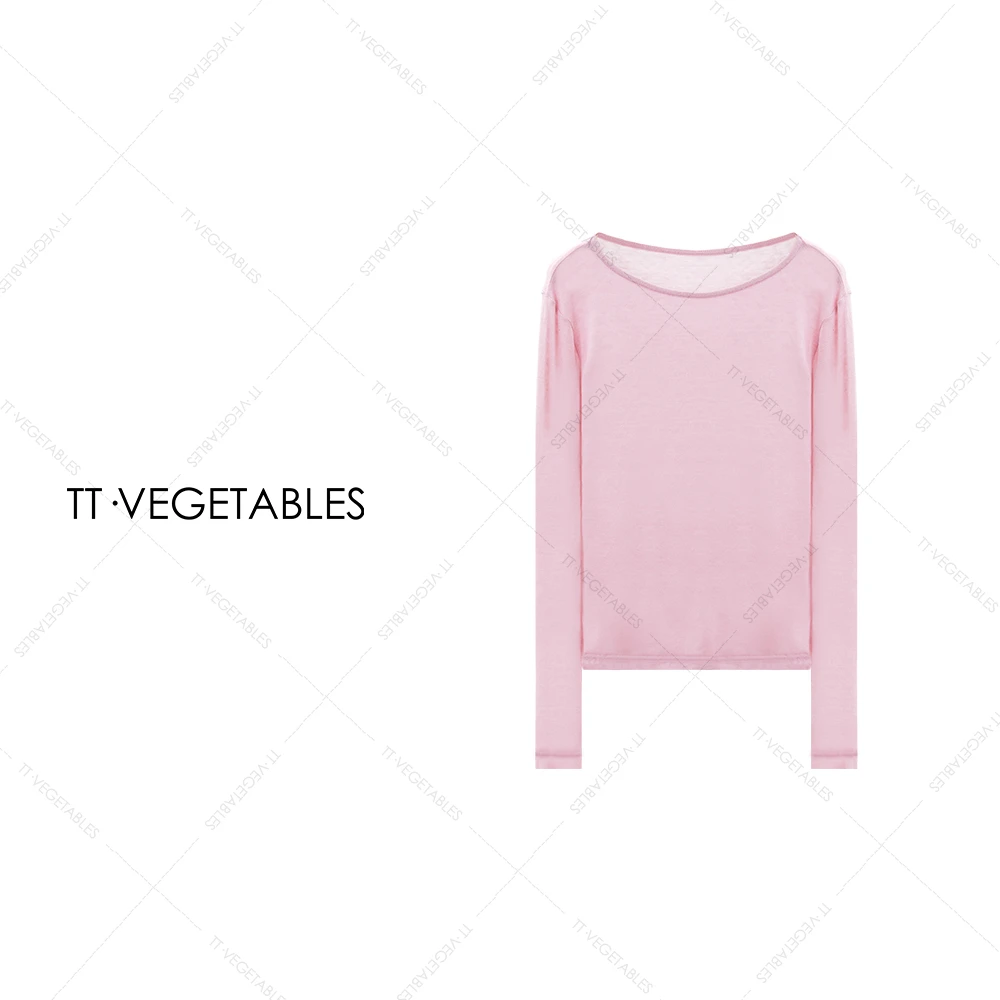 TT・VEGETABLES【序白】沫粉 羊毛长袖针织衫女士上衣套头衫521676