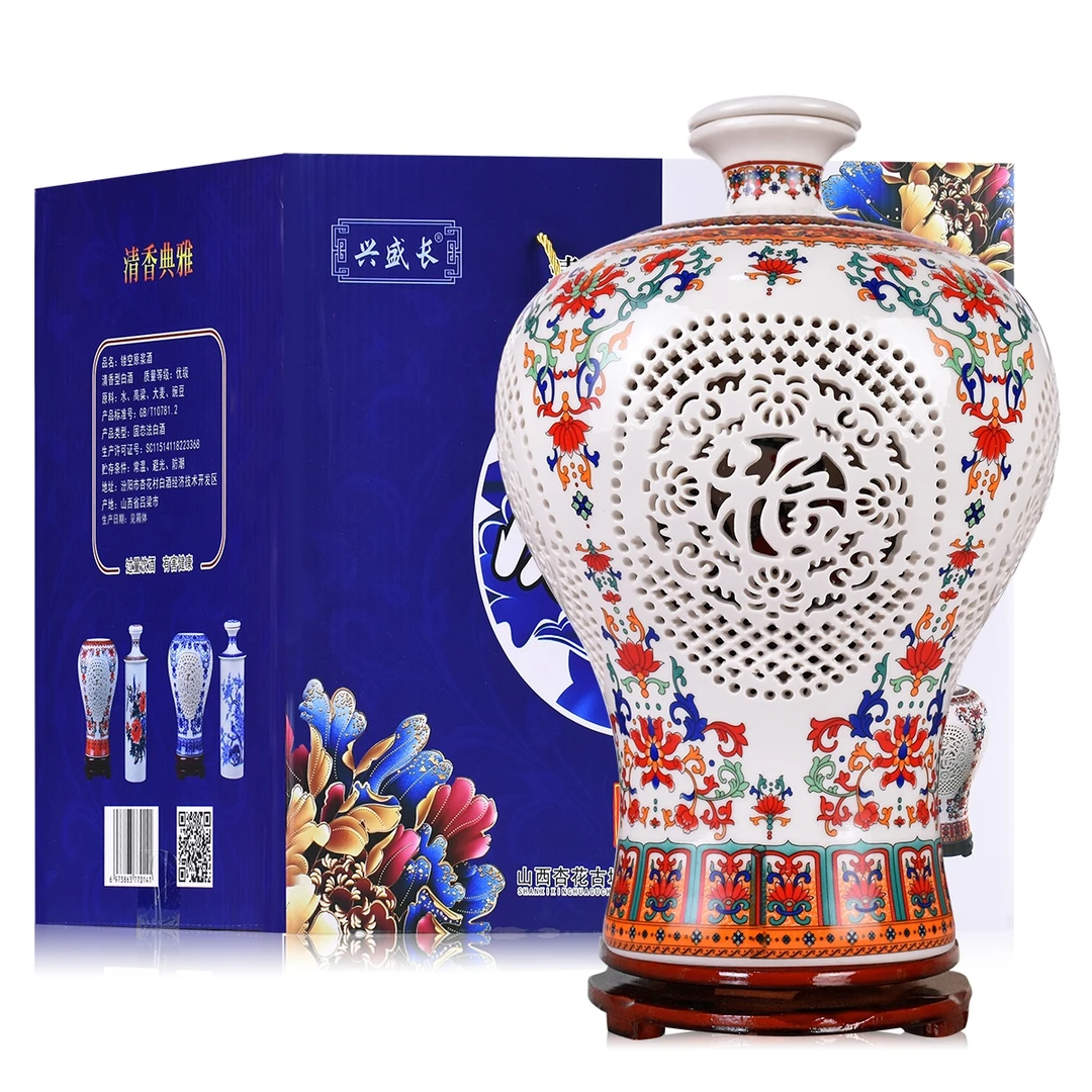 兴盛长红镂空清香型白酒53度1.5L