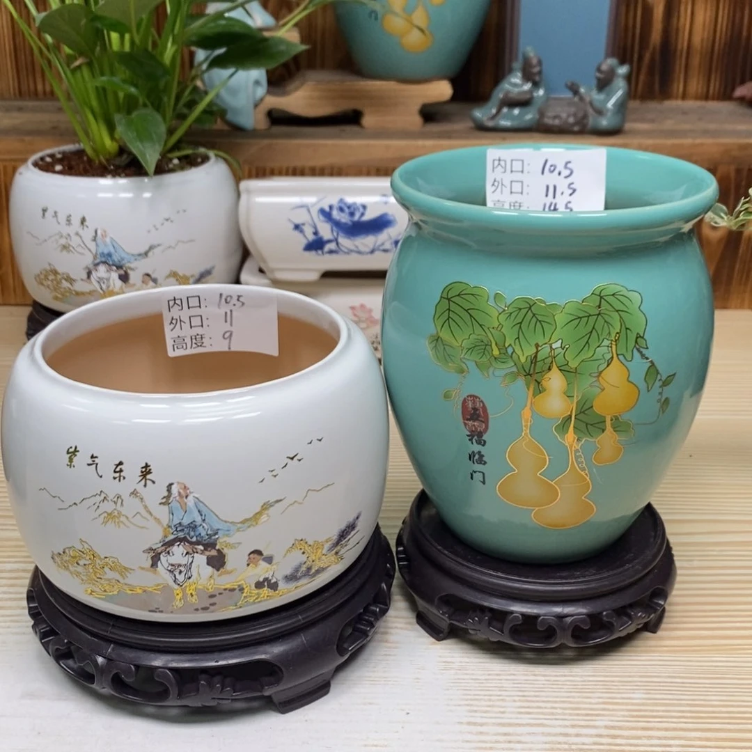 紫砂陶瓷花盆浮力