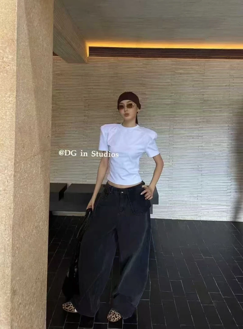 韩国东大门2025秋季新款时尚百搭圆领短袖T恤女宽松显瘦上衣T恤