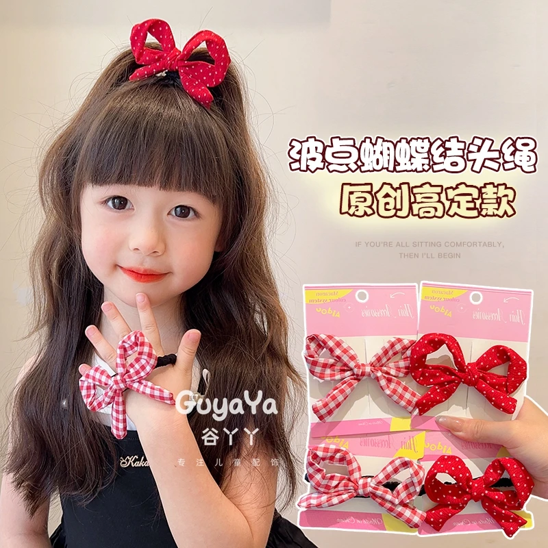 可爱红色系蝴蝶结儿童发夹发圈女童发卡发饰小女孩头饰鸭嘴夹头花