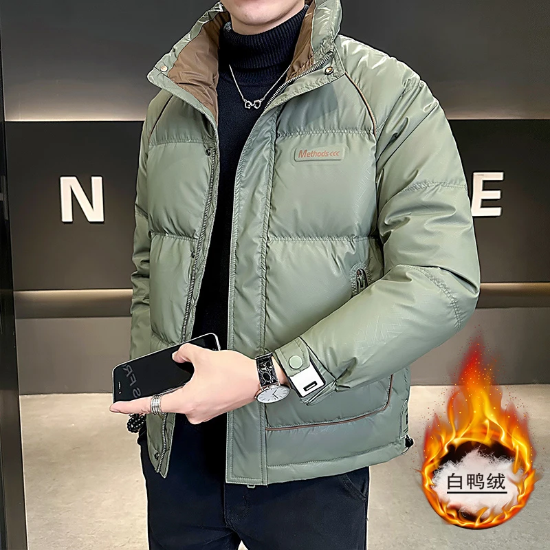 巴康波劳短款羽绒服男冬季新款宽松休闲防寒保暖男士白鸭绒外套冬