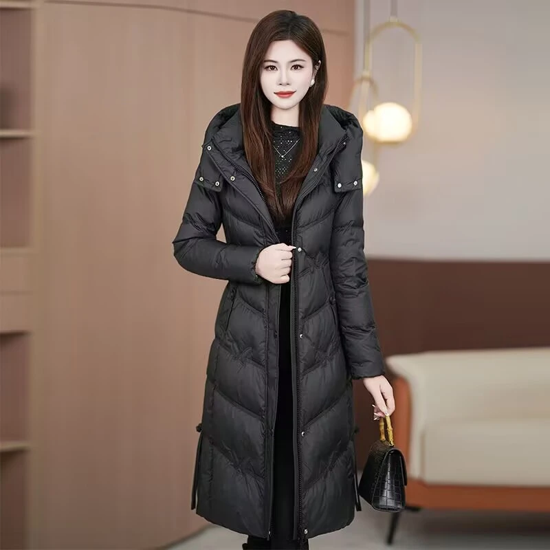 2025冬季新款时尚气质羽绒服女中长款显瘦时尚修身加厚保暖外套女