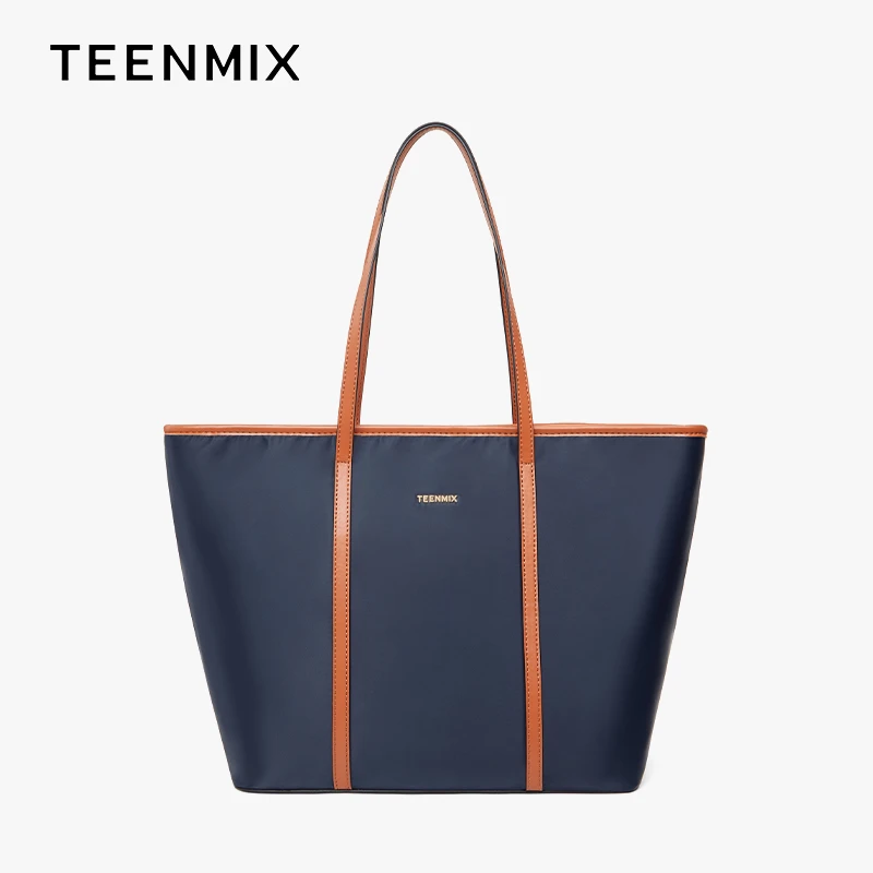 天美意2025早春新款欧若智性风托特包大容量帆布包单肩包