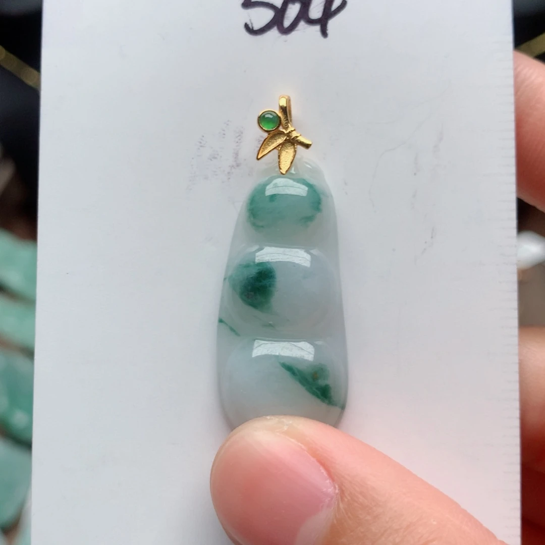 翡翠颈饰银S925镀金镶嵌吊坠