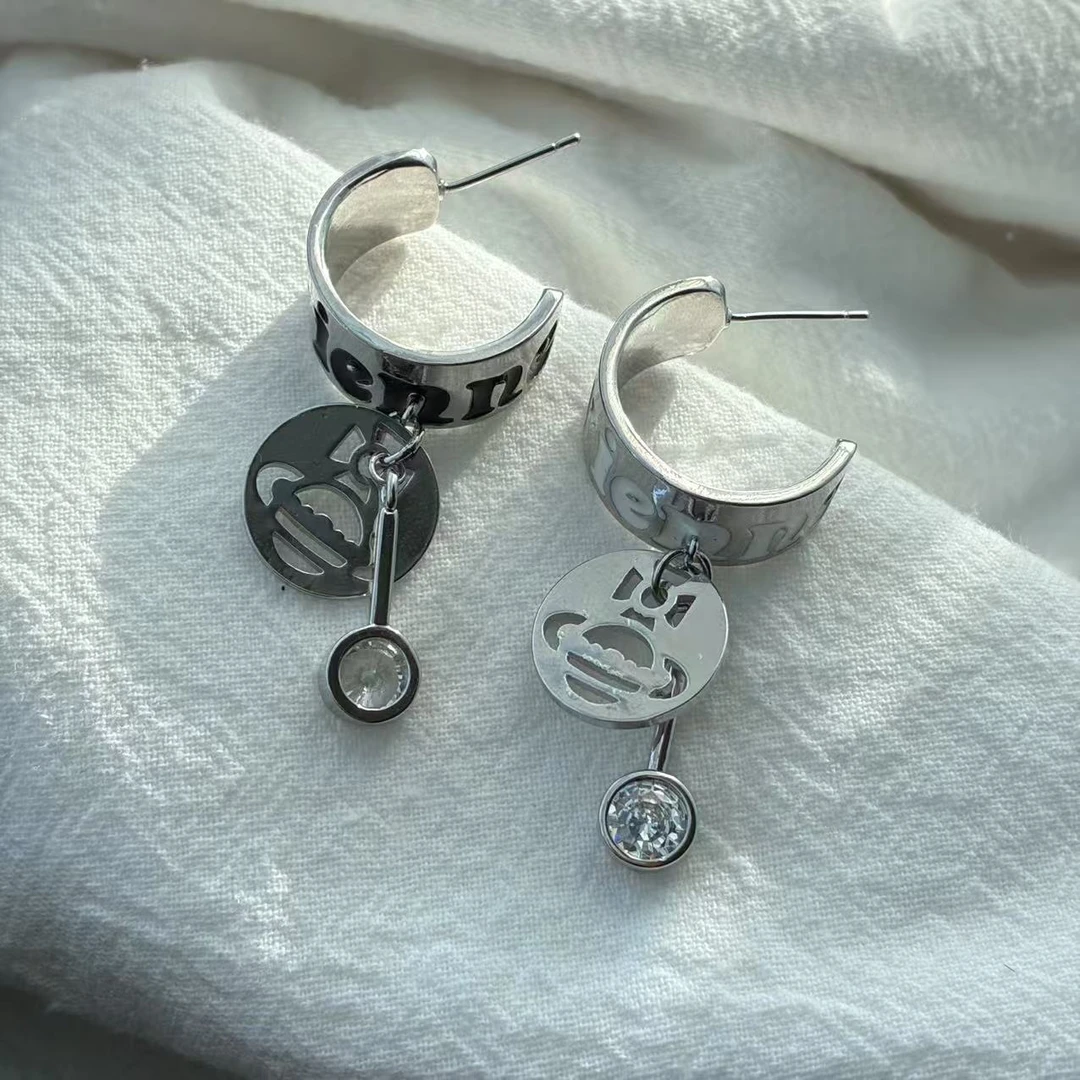 合金锆石耳饰 “土星”SITUOO饰图小众设计款ab款个性圈圈耳饰复古