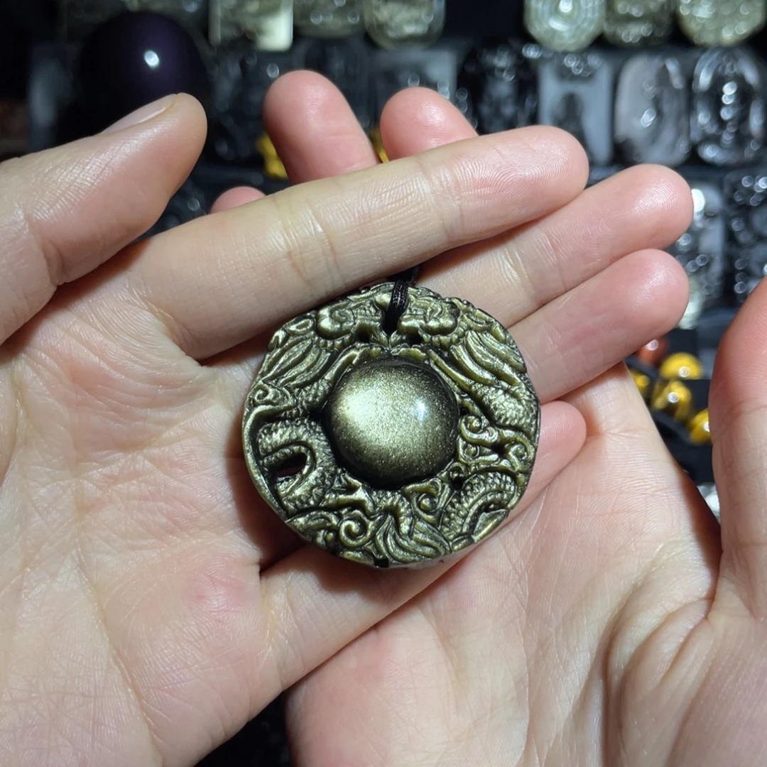 佳***)黑曜岩未镶嵌吊坠(赠链)