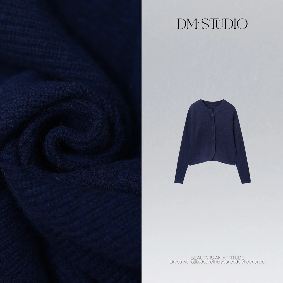 DEDM•STUDIO/气质减龄慵懒宽松百搭100%羊毛开衫2510ZZS/34876