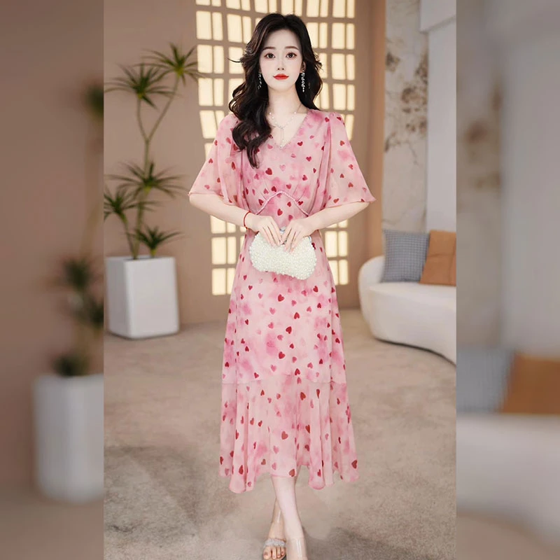 【千羽定制】法式碎花连衣裙2025年夏季新款气质女人味显瘦鱼尾裙子