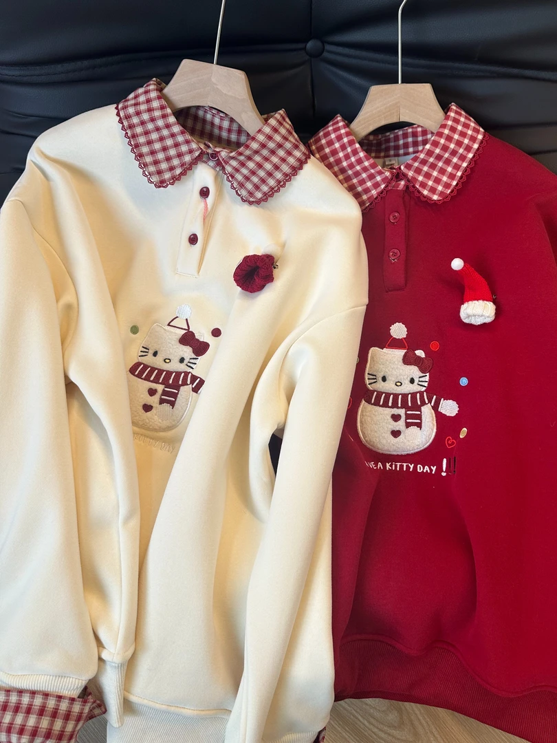 女童冬装上衣加绒加厚2025新款中大童洋气百搭款打底衫套头款卫衣