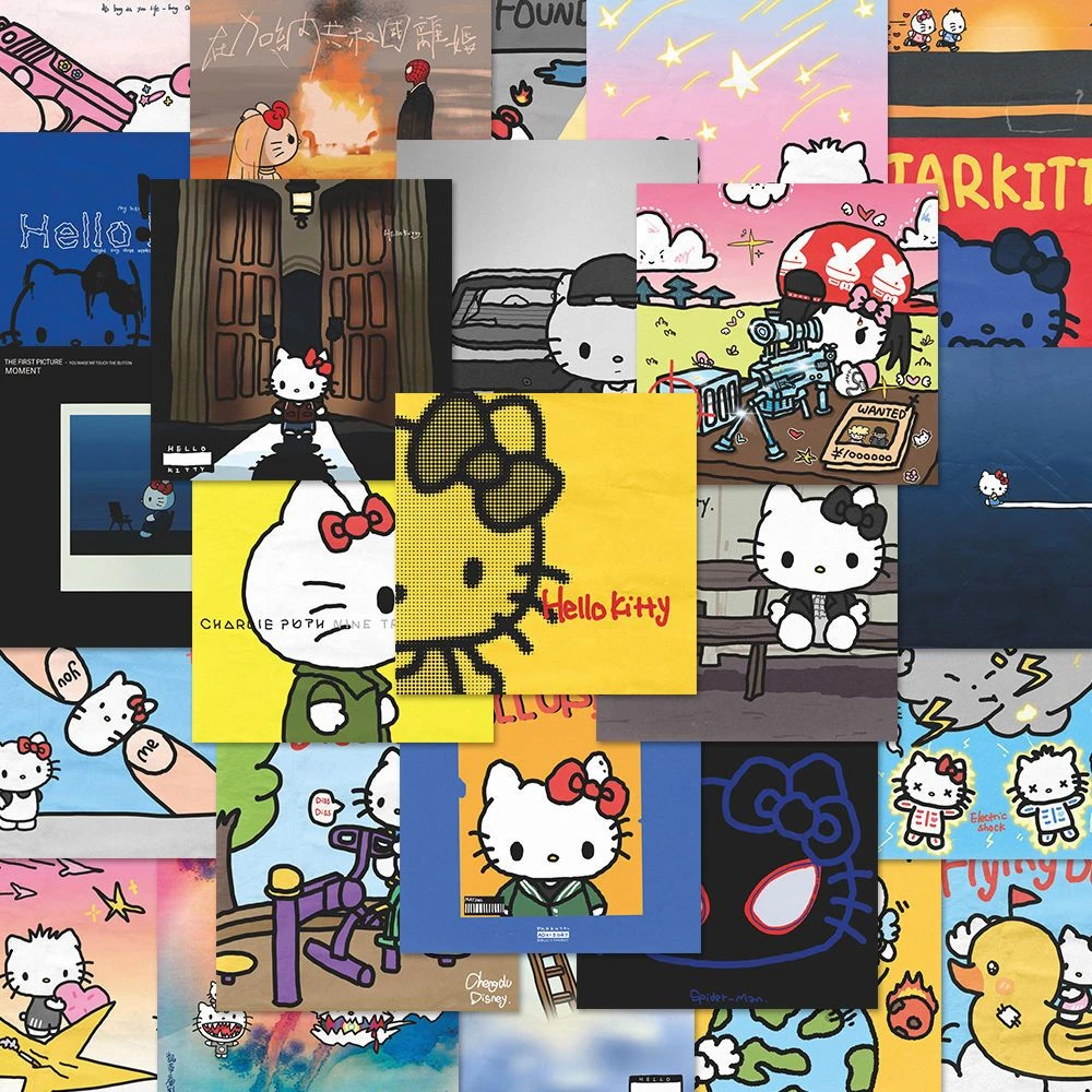 凯蒂猫160张专辑封面贴纸创意ins风手机壳diy水杯装饰贴画