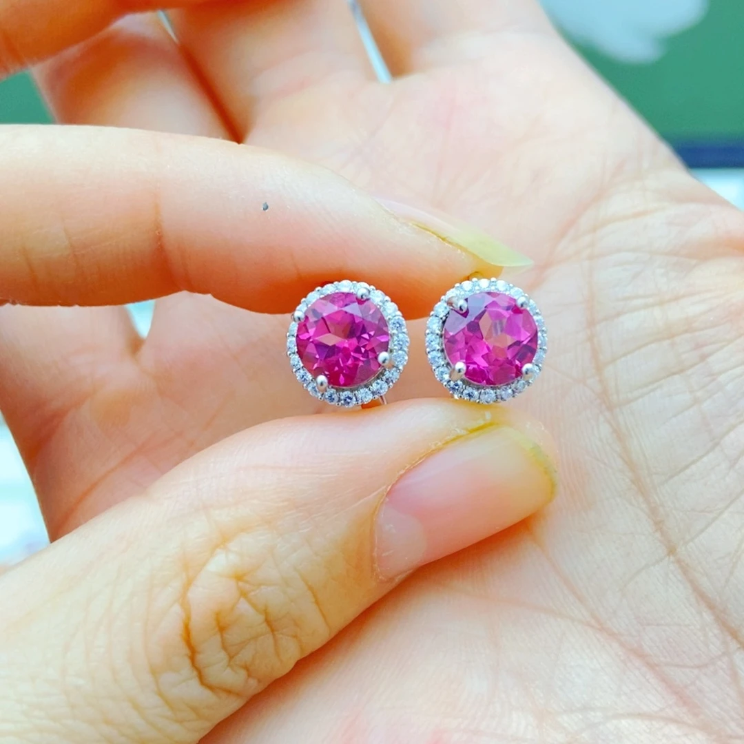 银S925镶嵌托帕石耳饰