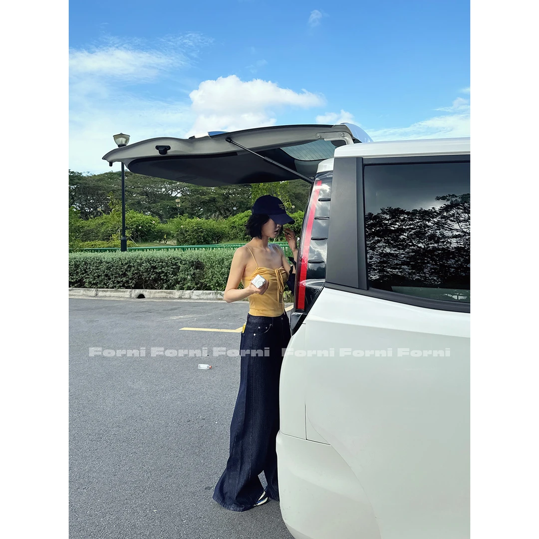 FORNI 高干律师OOTD 美式复古100全棉复古做旧高腰直筒牛仔裤