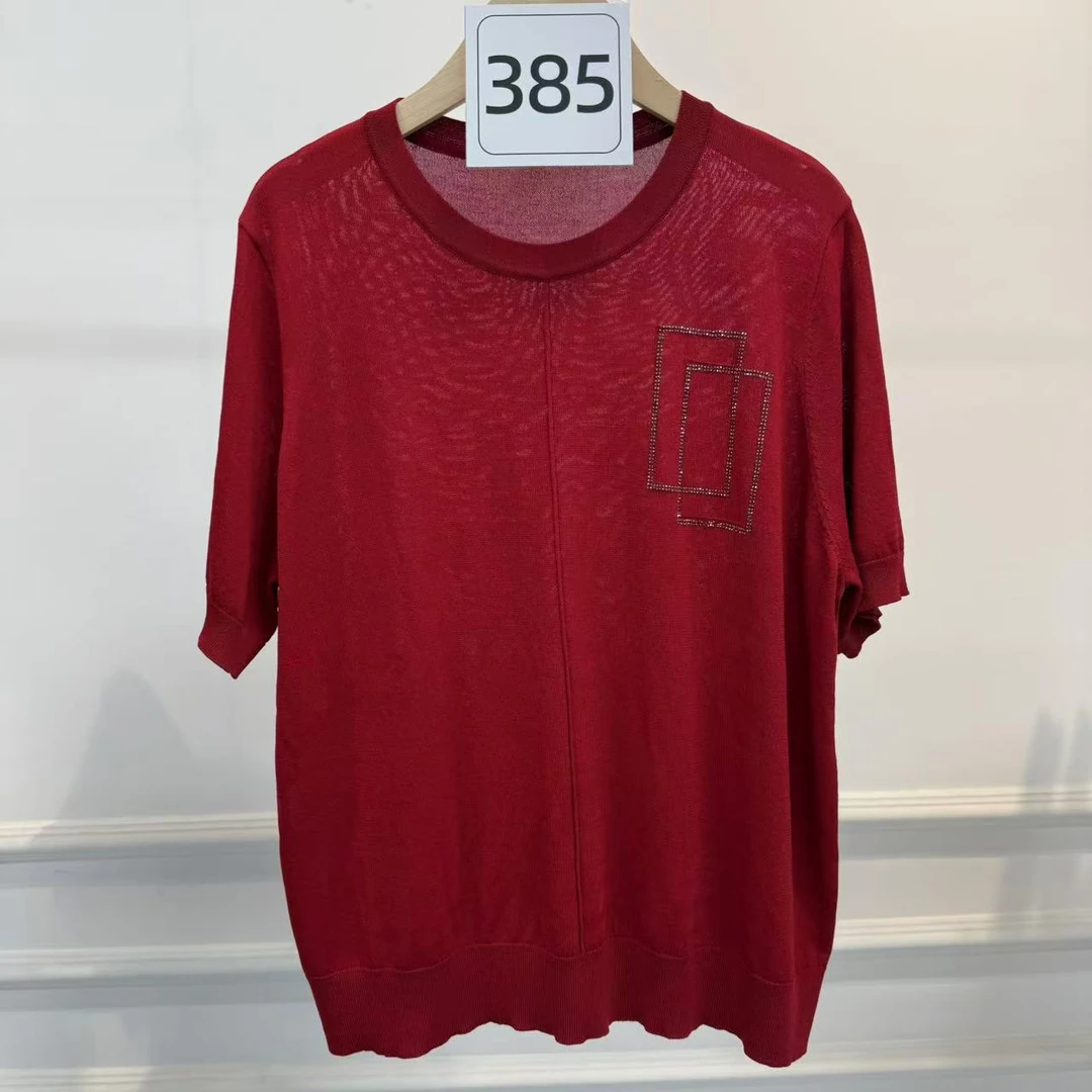 316依魅儿韩版红色时尚洋气方块烫钻上衣嘉壹女装