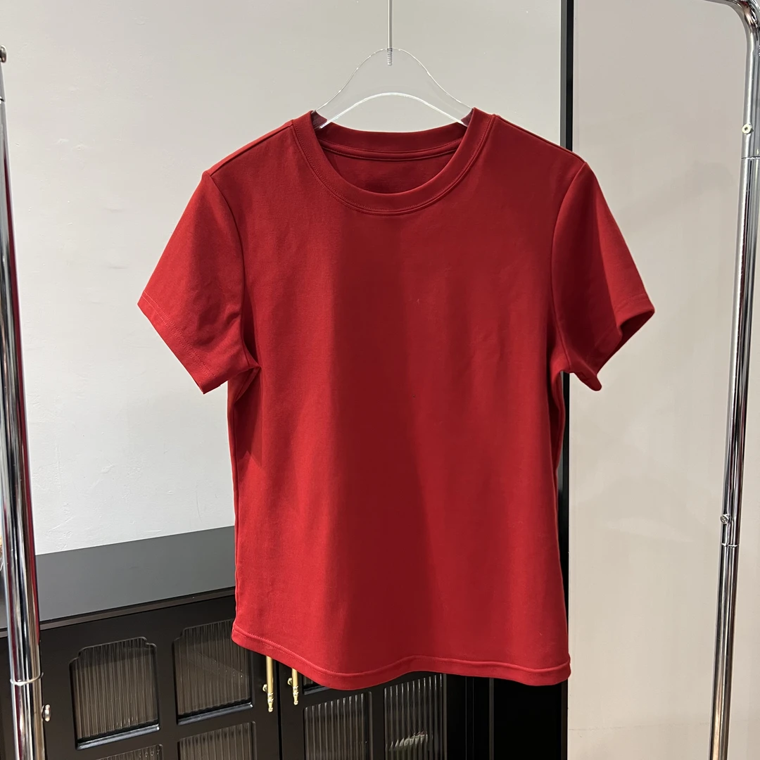 （吉利T恤）新年正红色T恤本命年短袖正肩款高弹力休闲t恤