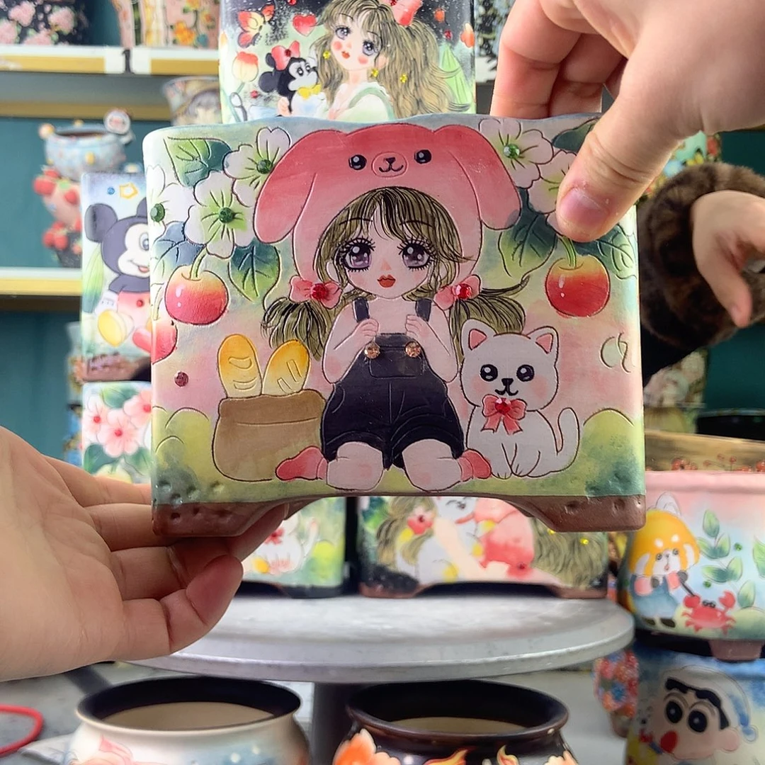 听***猫陶景德镇手工花盆875