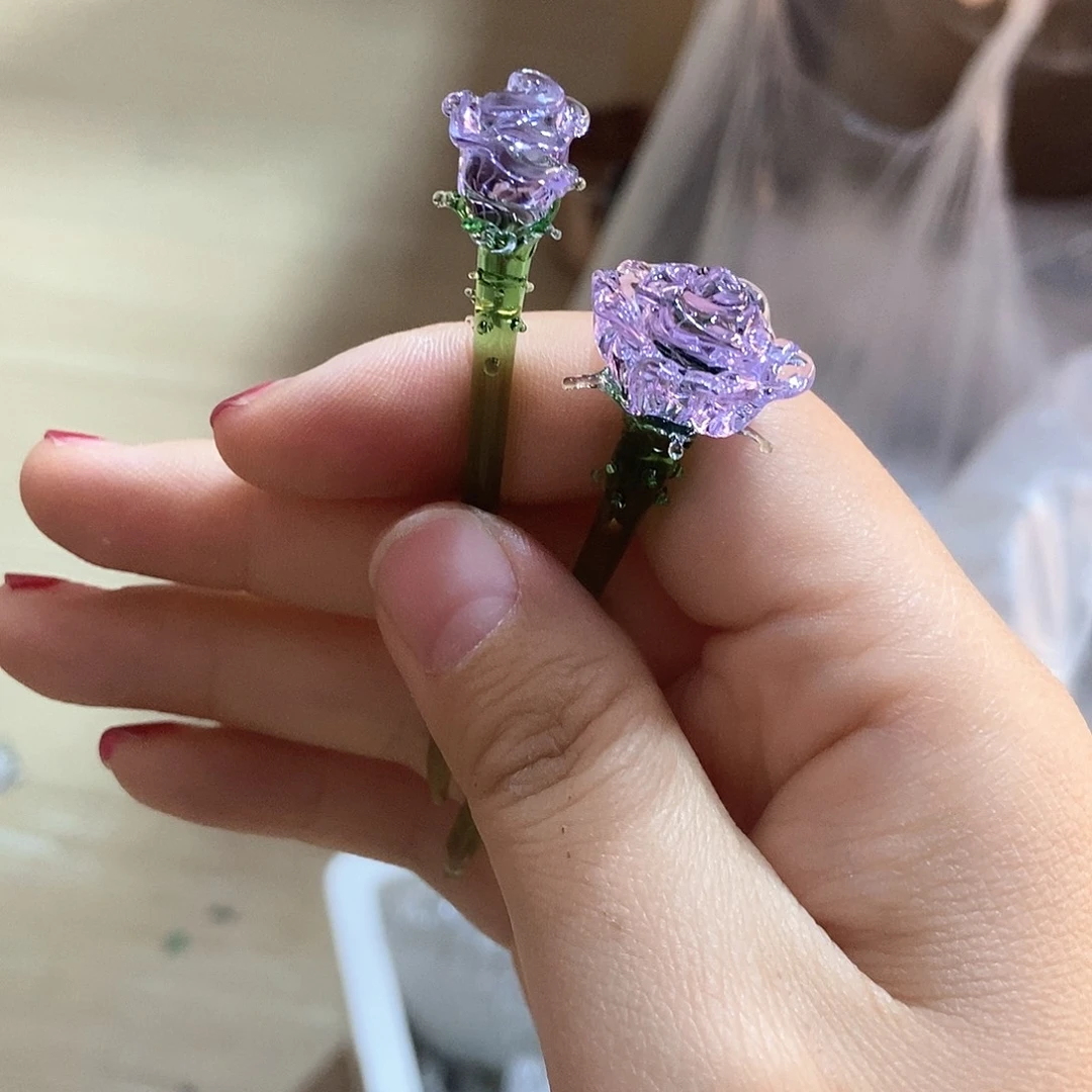 琉璃手工艺品两只玫瑰