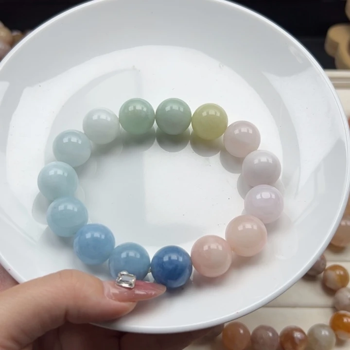 自***风玛瑙/玉髓未镶嵌手链15mm 摩根