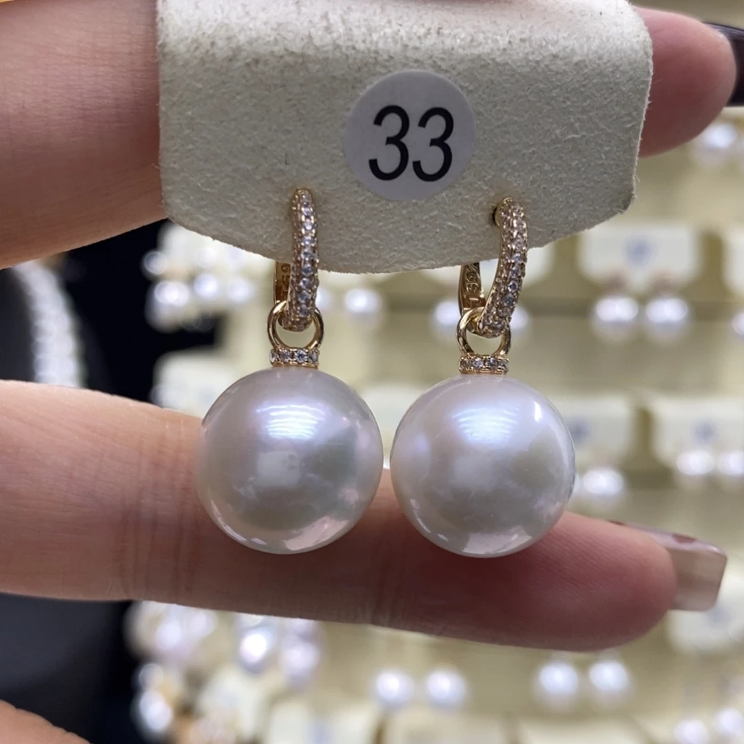 淡水珍珠耳饰18K金镶嵌