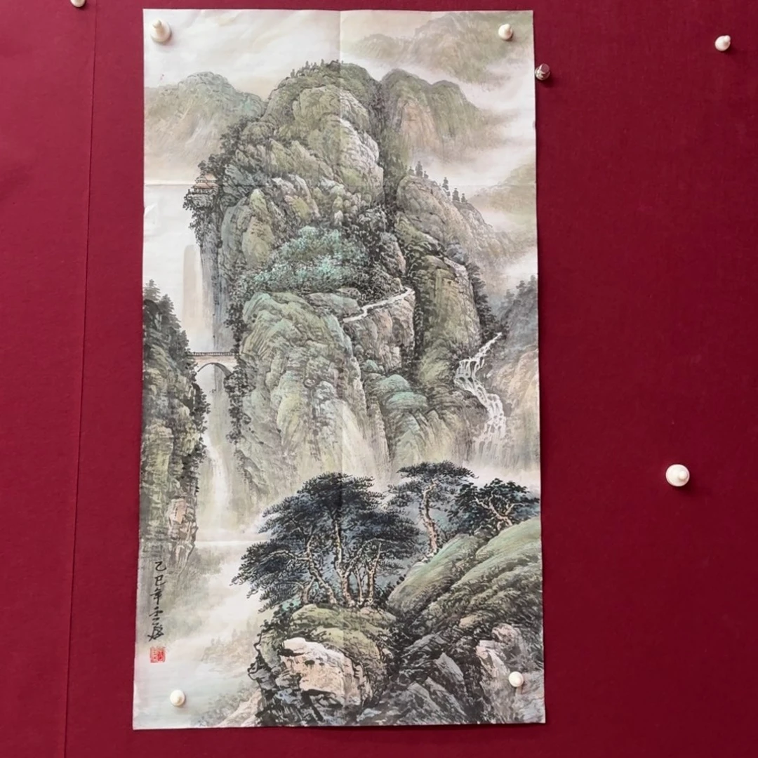 国画三尺山水作品哈哈哈哈
