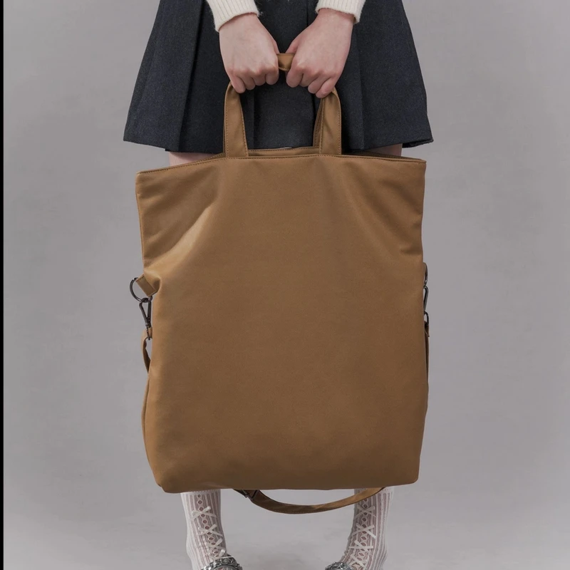 无则艺【折叠包】沙陀色可爱卡通时尚休闲单肩斜挎文艺双带折叠包