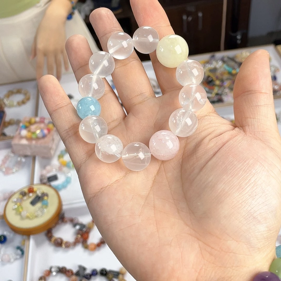 水晶手链银S925镀金镶嵌