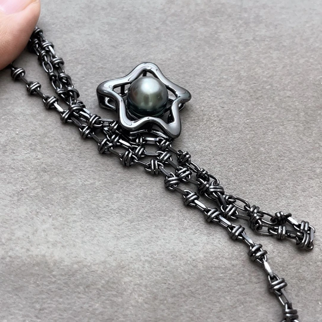 银S925镶嵌海水珍珠颈饰金*