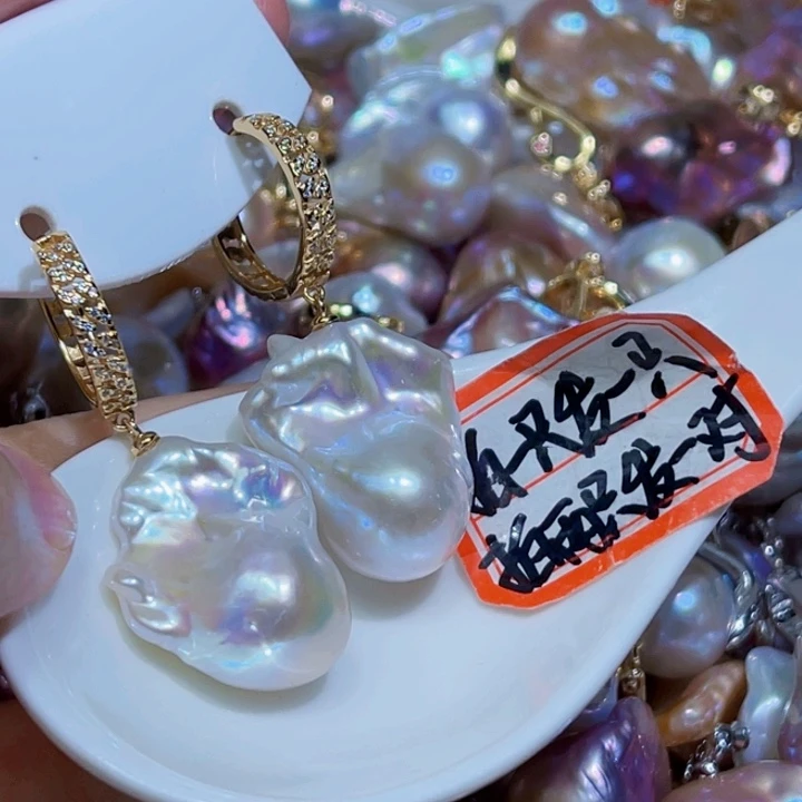 银S925镶嵌耳饰淡水珍珠