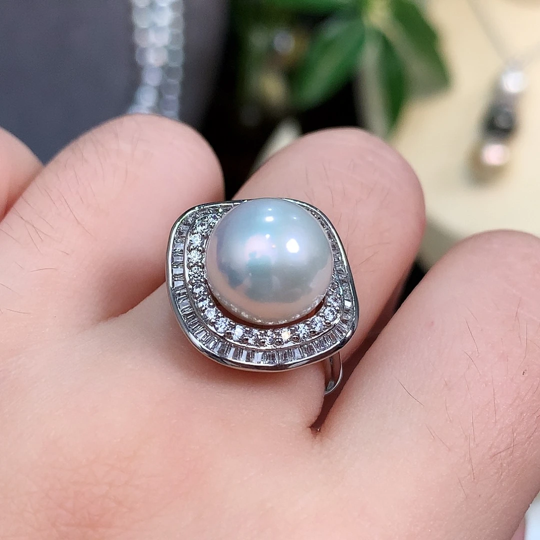 淡水珍珠戒指银S925镶嵌