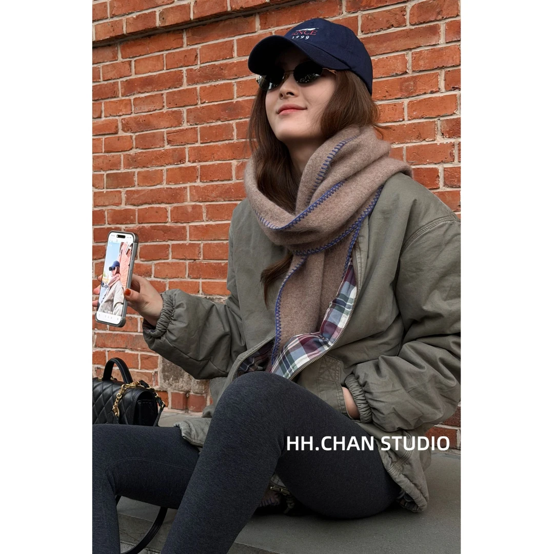 HH.CHAN“绵绵绿”100%棉双面可穿定染秋冬百搭夹克棉服HH53J39890