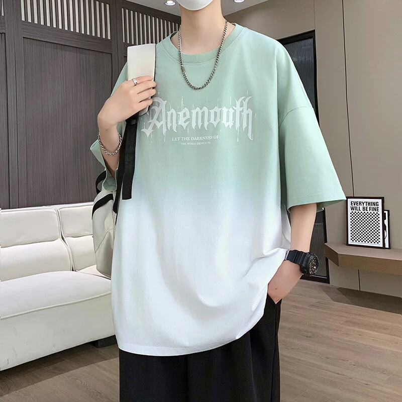 2025夏季男女同款渐变短袖T恤潮流帅气青少年休闲百搭宽松活力帅