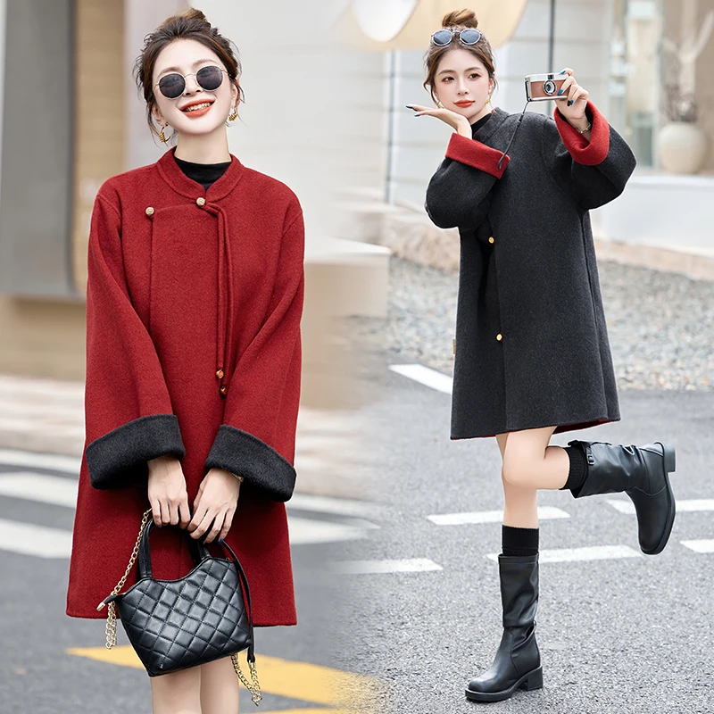 两面穿双面羊绒大衣女2025秋冬新款设计感气质宽松中长款毛呢外套