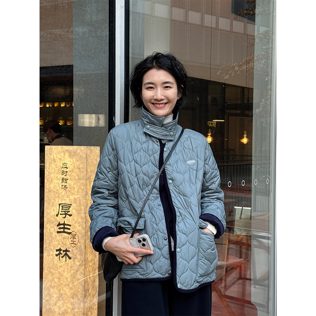 LANGQING 休闲宽松拼接衔棉葫芦纹棉服47173#