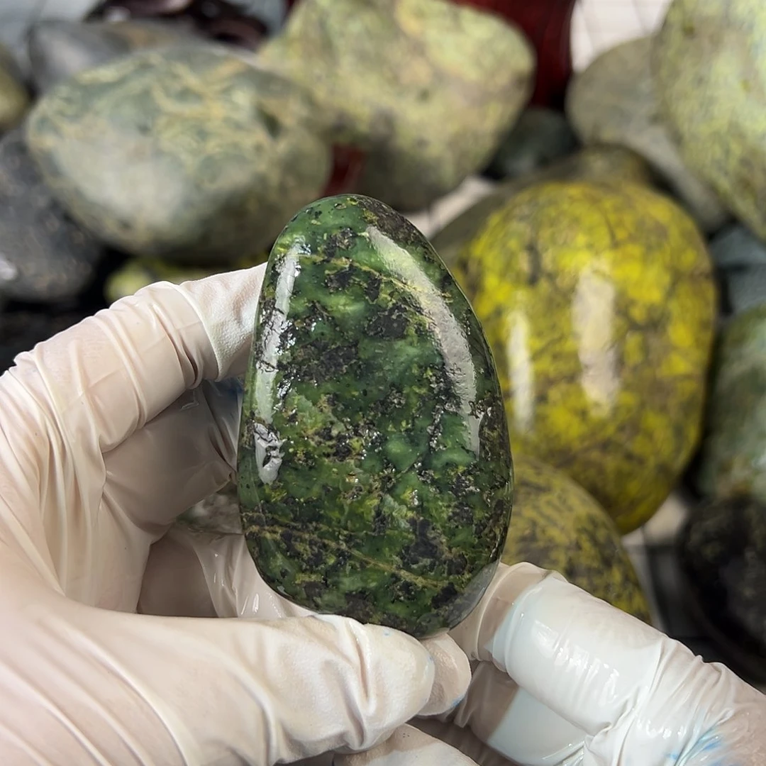 未镶嵌蛇纹石玉西藏藏玉药王石博*