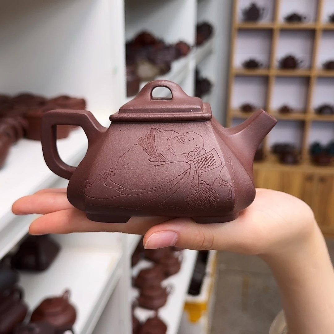 茶壶紫砂紫砂壶四方抽角石瓢260cc