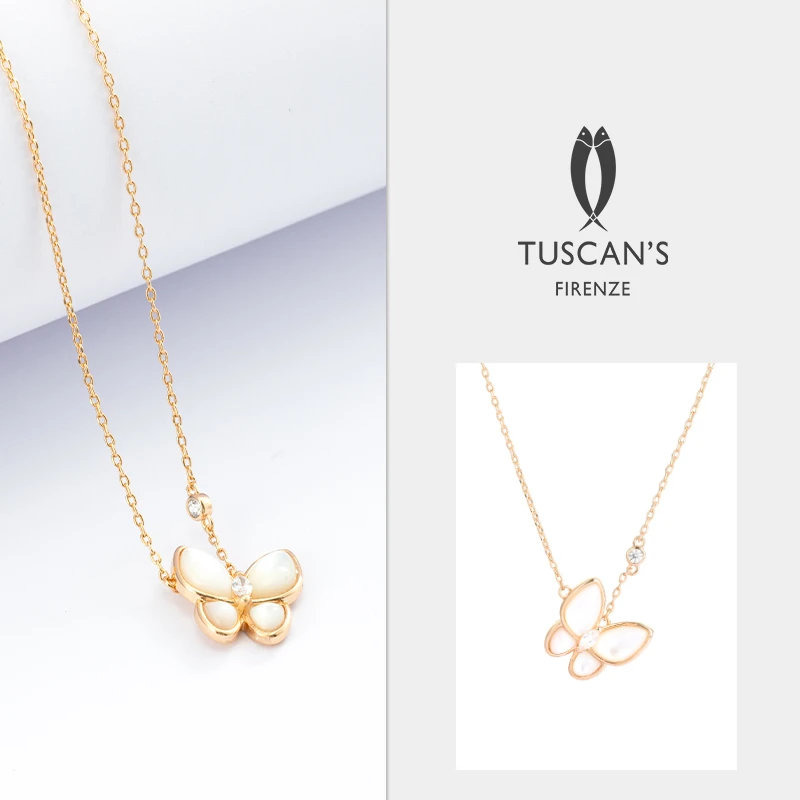 铜项链 TUSCAN'S气质百搭精致甜美轻奢镀金蝴蝶少女锁骨