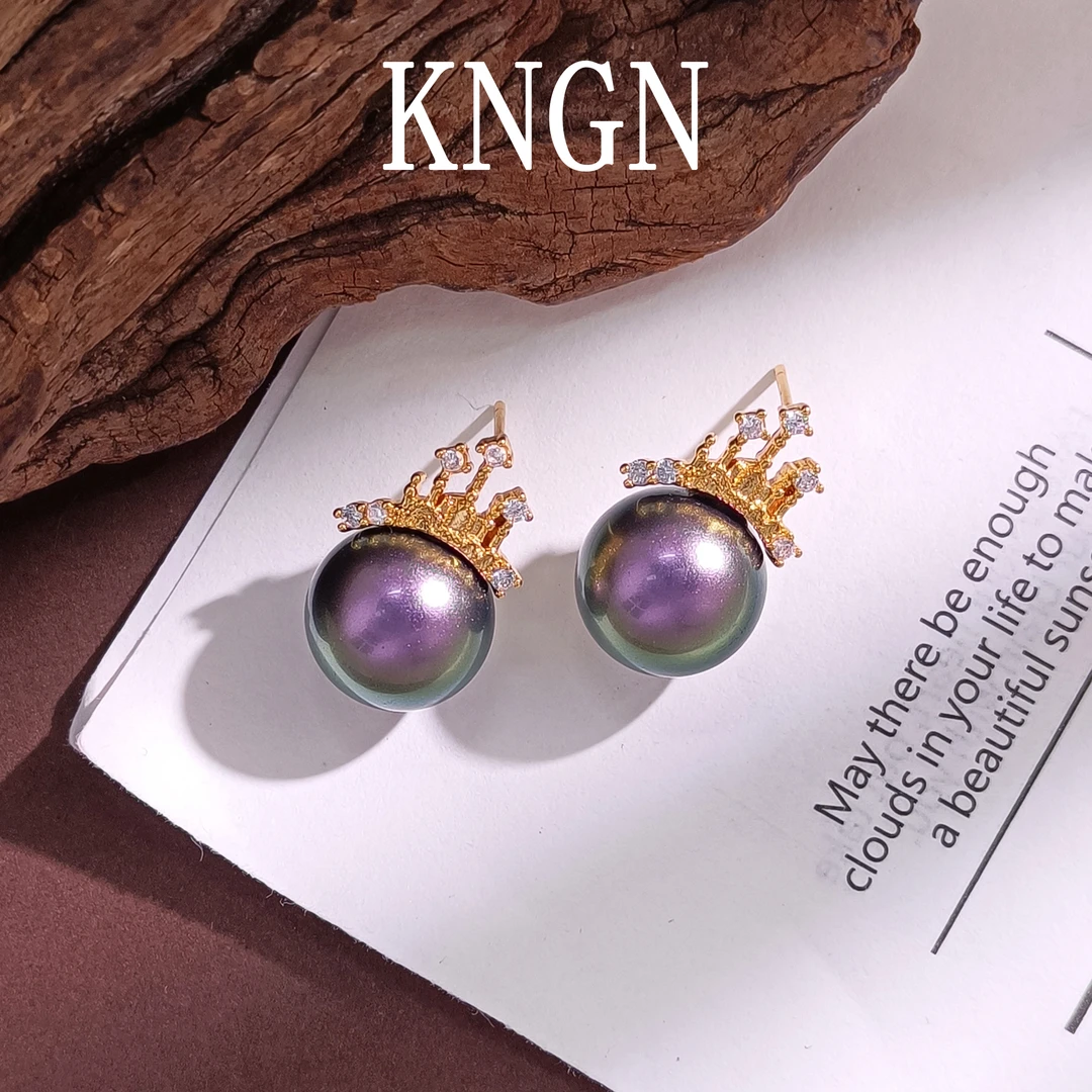 铜合金合成锆石耳饰 WHX-002091【幽紫幻珠】耳环气质百搭时尚