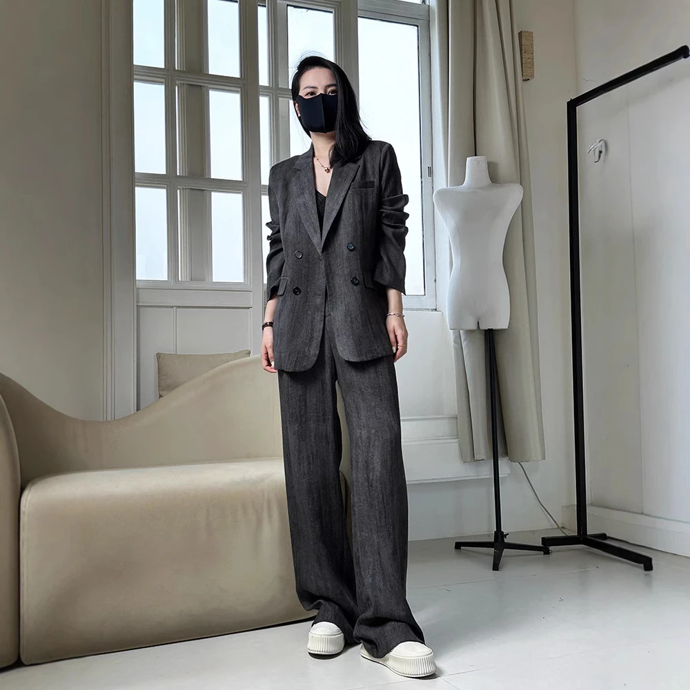 胖mm大码女装通勤职业西装套装轻熟风阔腿裤职业西服外套200斤