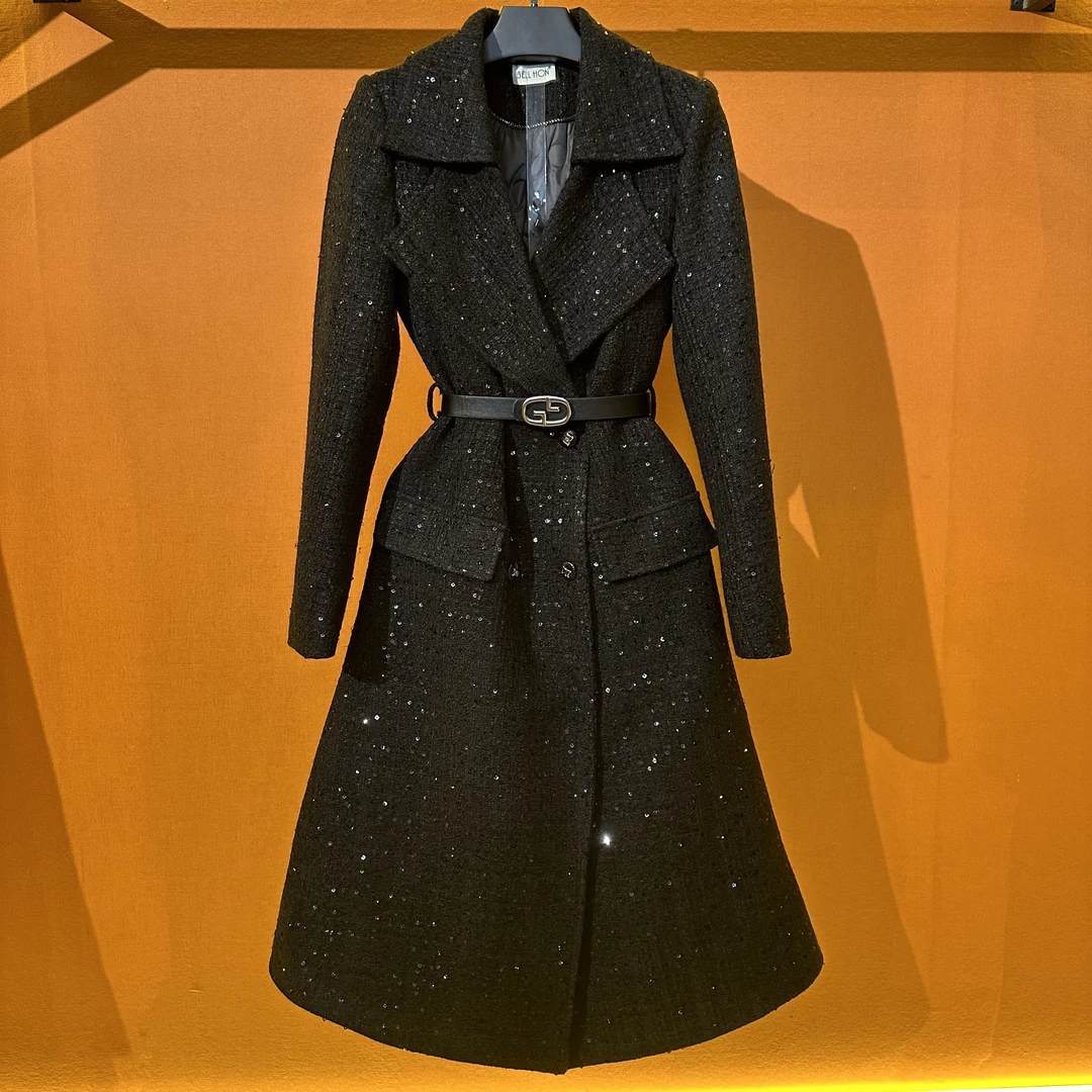 品牌BH-2024冬季新款时尚气质中长款大衣BHK1225