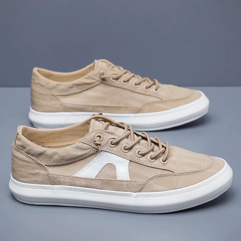 2025新款春季男鞋透气帆布鞋男款休闲鞋子男士板鞋大码网面鞋百搭