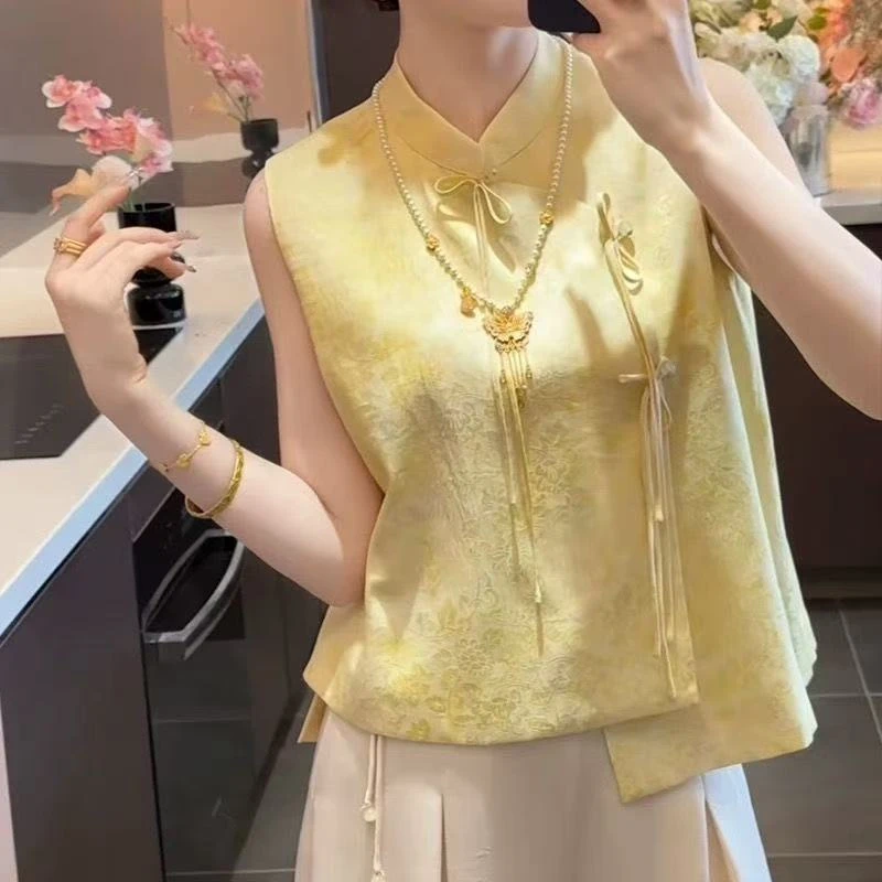 【青花瓷 】2025新款新中式缎面提花气质温婉复古显瘦上衣 百搭