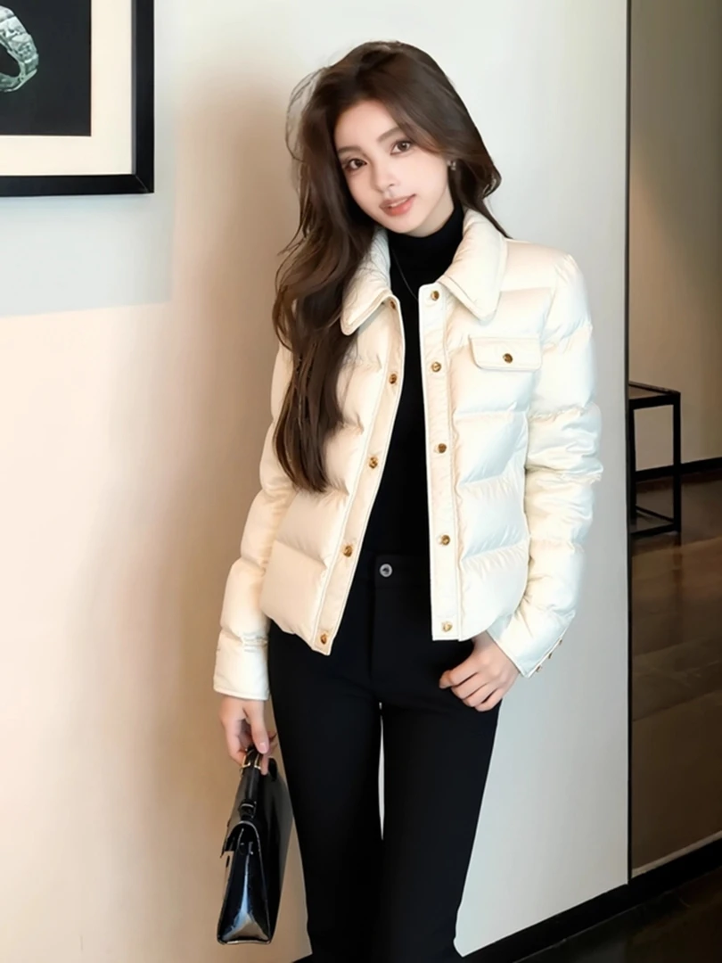 冬季棉服女款2025新款独特超好看小香风高端时髦洋气白色夹棉外套