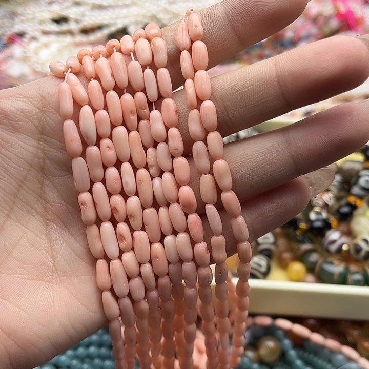 玛瑙/玉髓珠宝半成品未镶嵌2条4.5mm左右粉精灵有呼吸孔