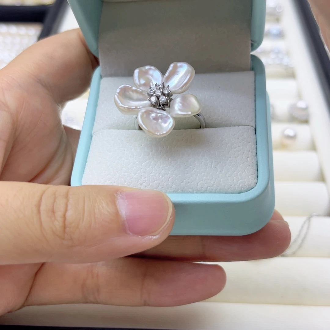 戒指淡水珍珠银S925镶嵌