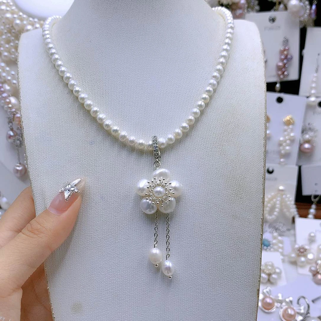 银S925镶嵌耳饰淡水珍珠